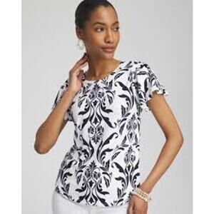 Chico's Swirl Ruffle Sleeve Tee size XL